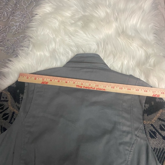 CoffeeShop Olive Green Utility Jacket with Knit Sleeves - Picture 9 of 16